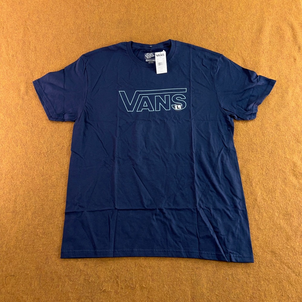 Vans Mens Large Navy Blue Classic Drop V Logo Short Sleeve T-Shirt NWT